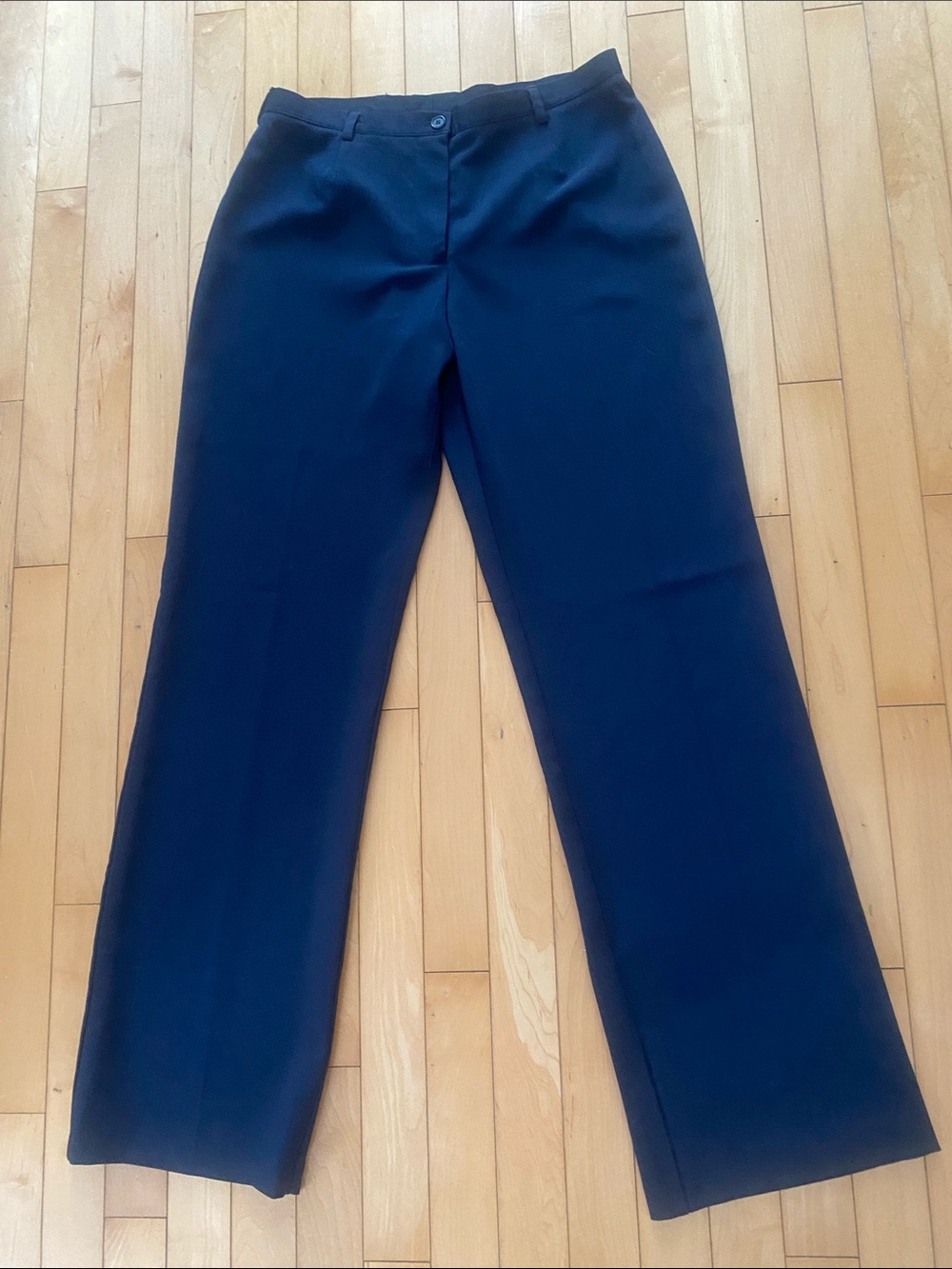 Navy Dress Pants by Jean Airoldi Classic Straight-Leg Poly/spandex Size 8